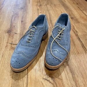Allen Edmonds Neumok Blue Suede Wingtip Shoes, Size 9.5, Width D